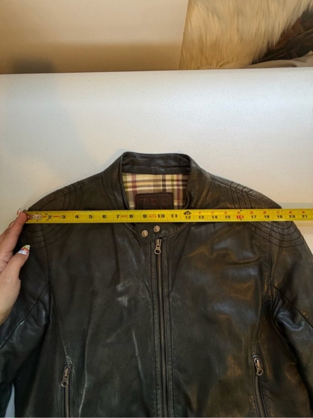 TRS by Torras Men’s Moto Bomber Soft Leather Jacket Gray SIZE USA size 42 Large - Picture 11 of 14
